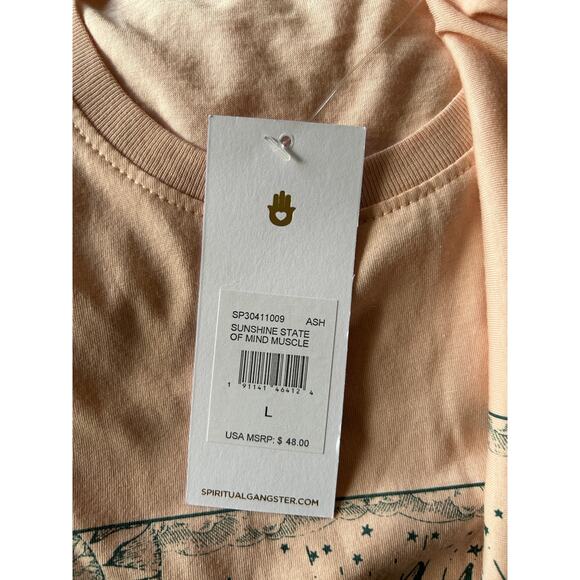 NWT Spiritual Gangster Sunshine State of Mind Muscle T, Pink - L - Picture 3 of 3